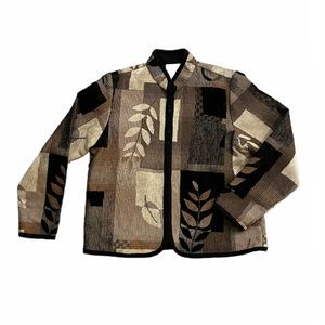 Coldwater Creek Fall Foliage Multi Patterned Nature / Earth Leaf Zip-Up Jacket